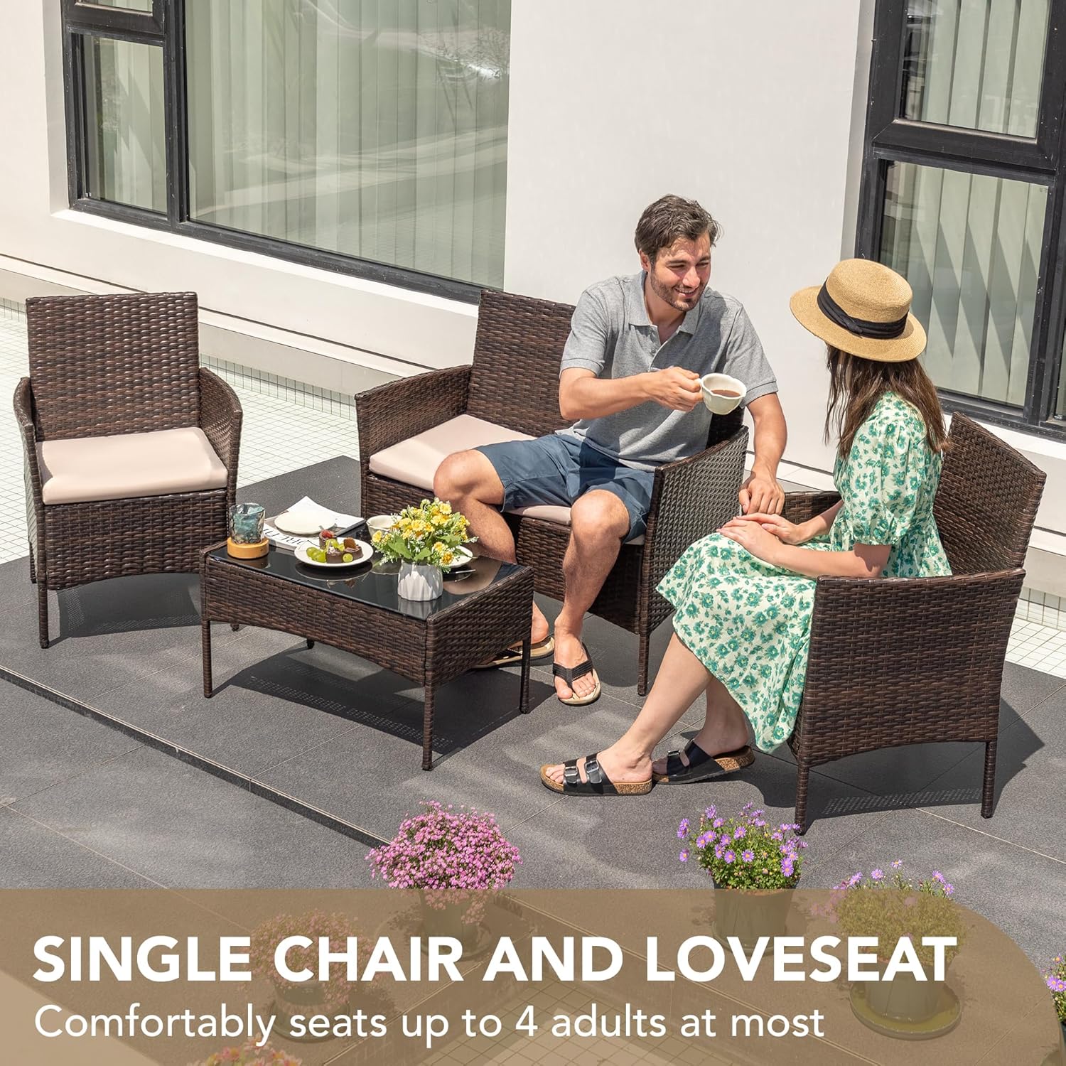 o*-4 Pieces Outdoor Patio Furn - Outdoor Furniture Ofo ulasan dan harga