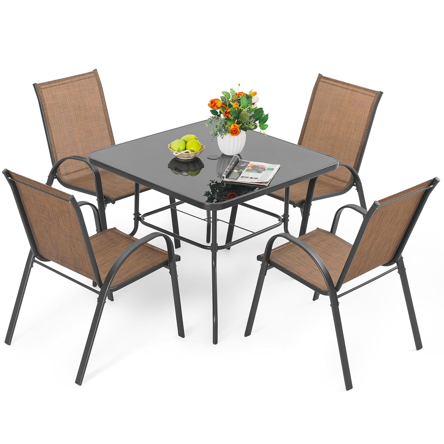 o*-5 Piece Patio Dining Set, M - Outdoor Furniture Ofo ulasan dan harga