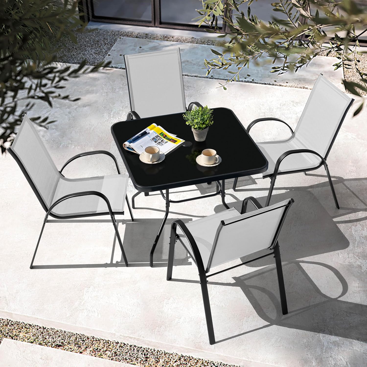 o*-5 Piece Patio Dining Set, M - Outdoor Furniture Ofo ulasan dan harga