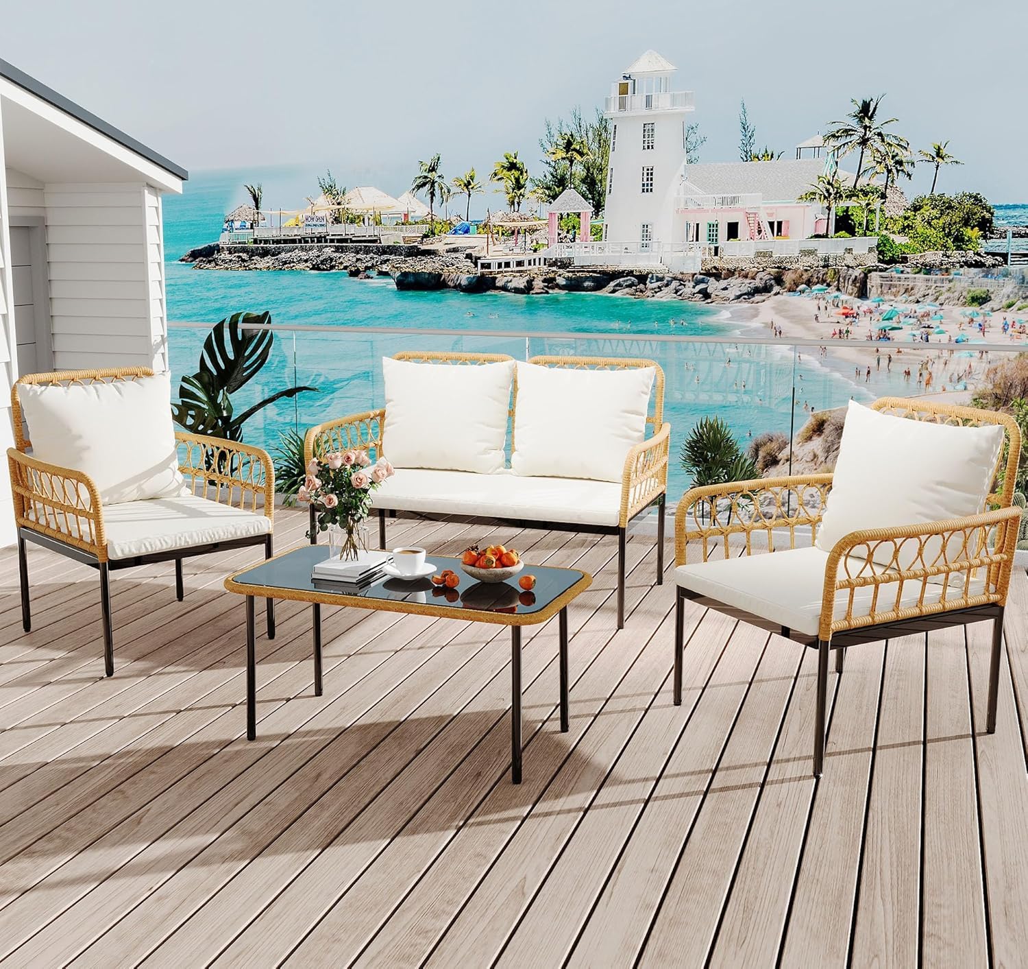 o*-4 Pieces Patio Furniture Se - Outdoor Furniture Ofo ulasan dan harga