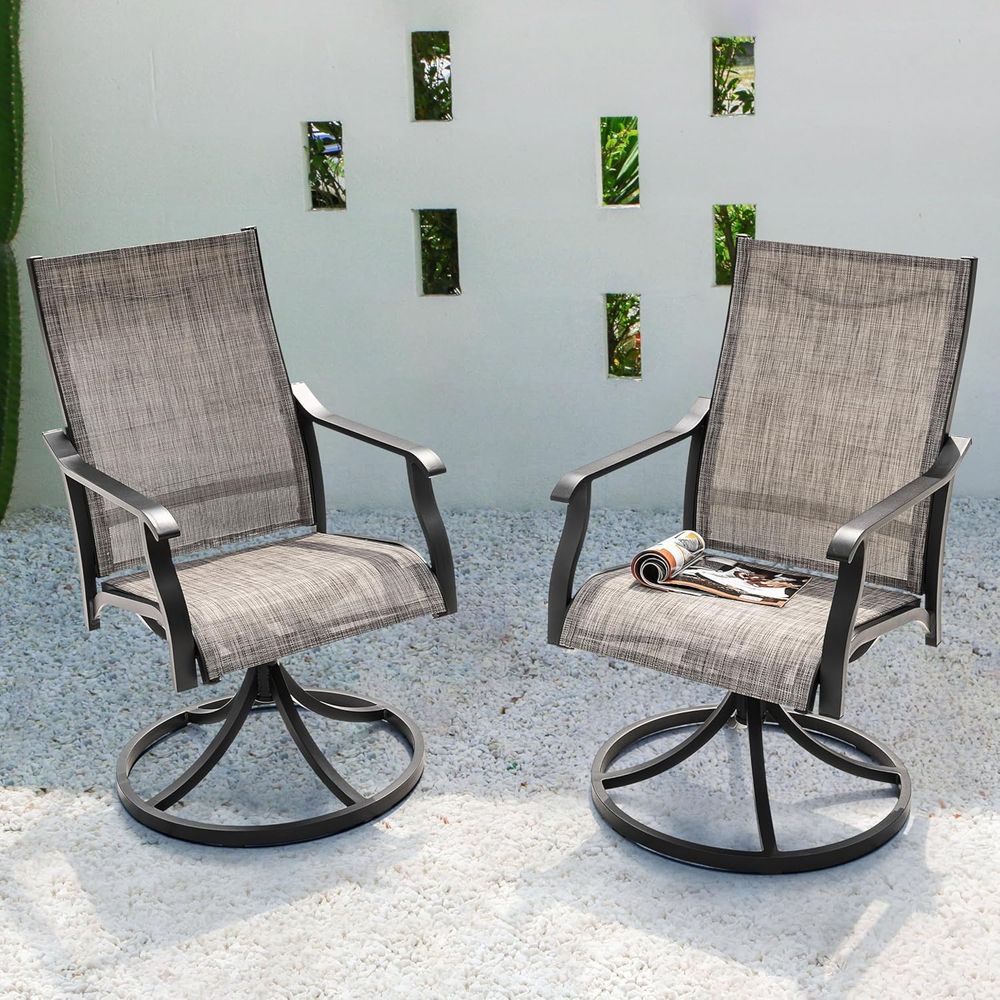 Swivel Patio Chair Set o 2, Al - Outdoor Furniture Ofo ulasan dan harga