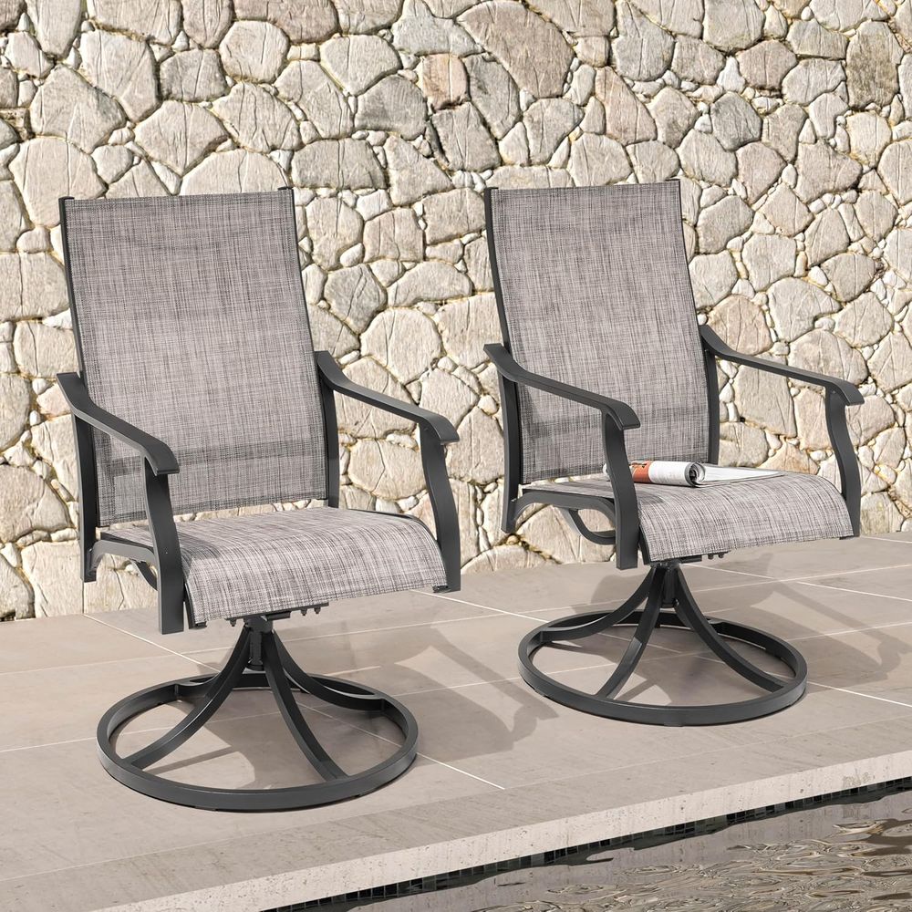 Swivel Patio Chair Set o 2, Al - Outdoor Furniture Ofo ulasan dan harga