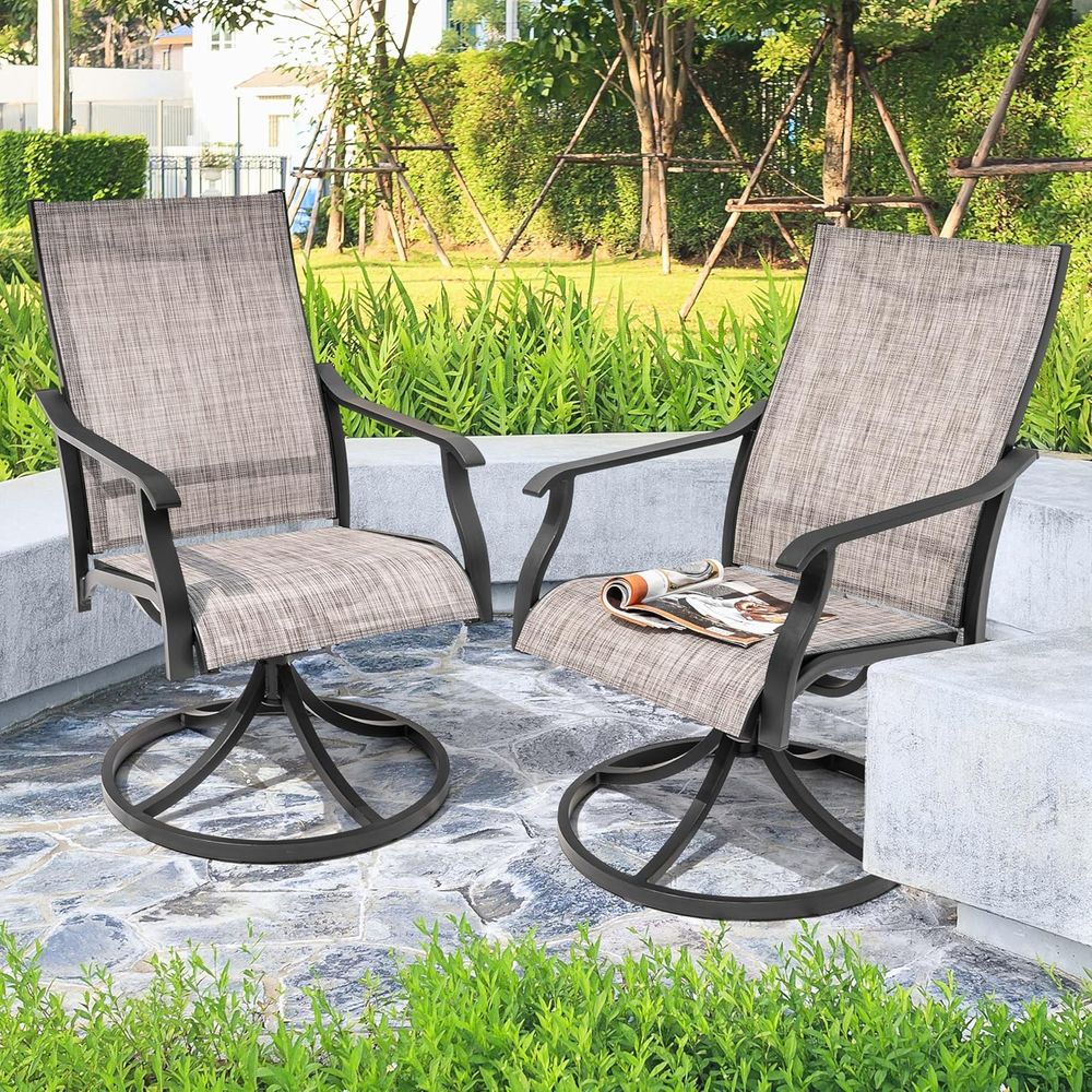 Swivel Patio Chair Set o 2, Al - Outdoor Furniture Ofo ulasan dan harga