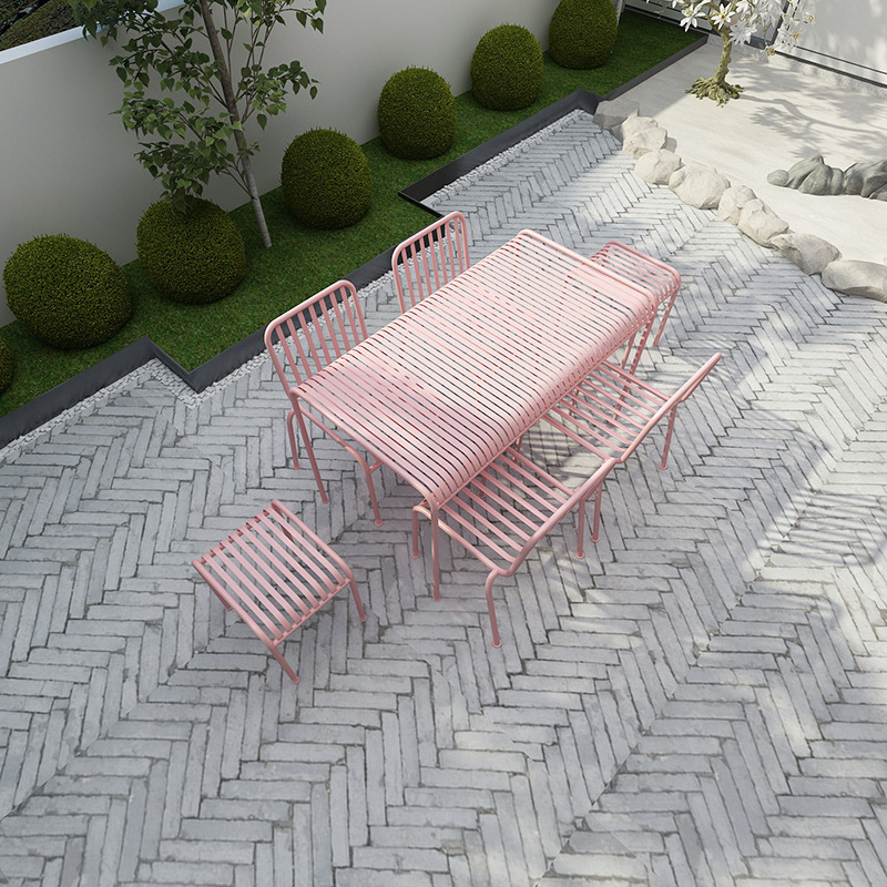 Pink Wrought Iron Garden Table - Outdoor Furniture Ofo ulasan dan harga