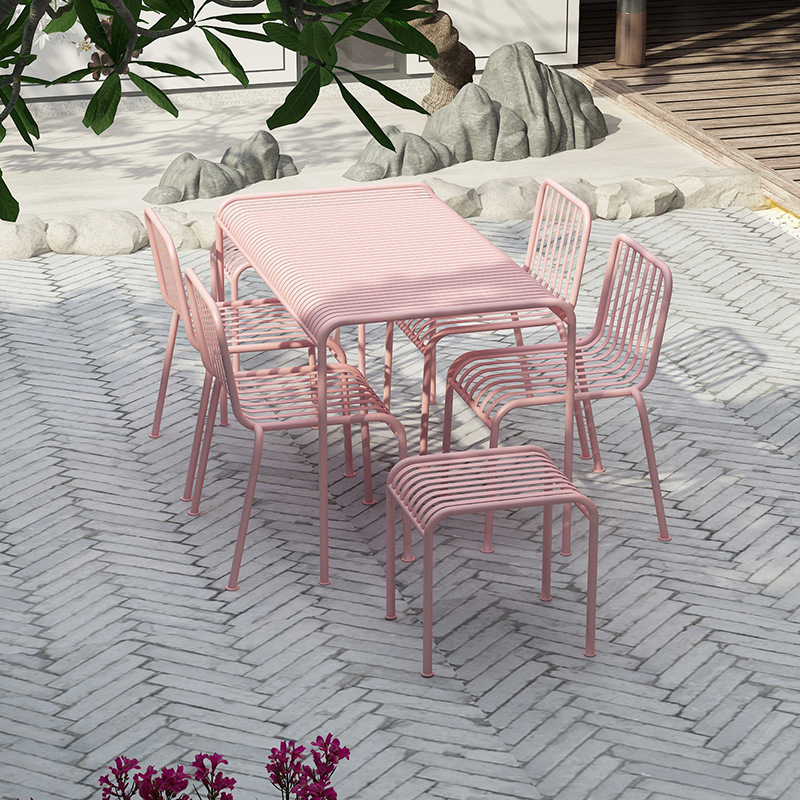 Pink Wrought Iron Garden Table - Outdoor Furniture Ofo ulasan dan harga
