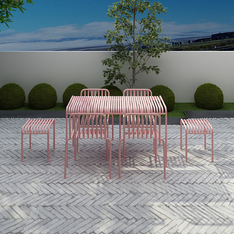 Pink Wrought Iron Garden Table - Outdoor Furniture Ofo ulasan dan harga