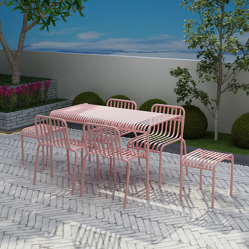 Pink Wrought Iron Garden Table - Outdoor Furniture Ofo ulasan dan harga