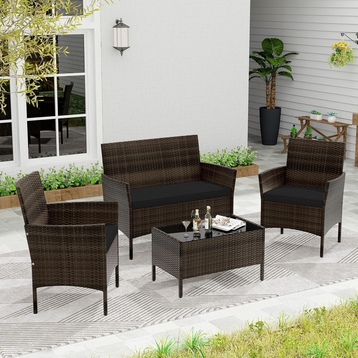 o*-4 Piece Patio Furniture Set - Outdoor Furniture Ofo ulasan dan harga